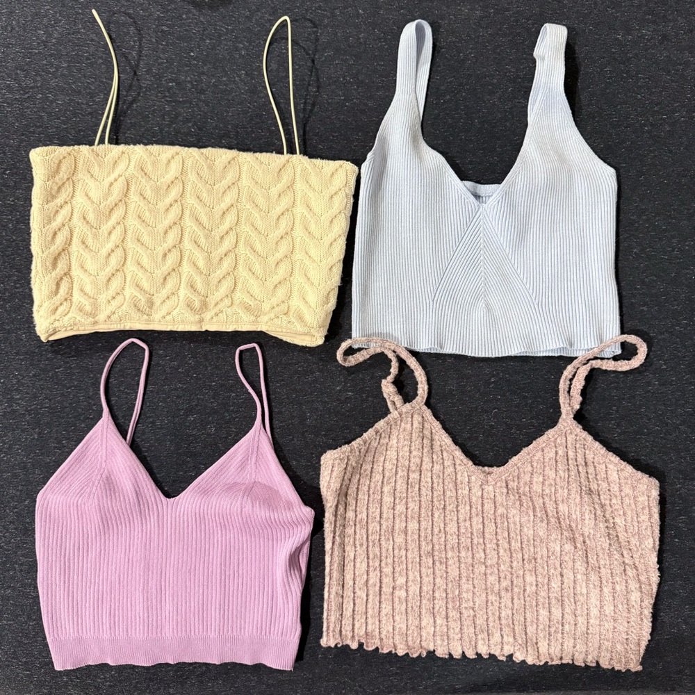 Women's Knit Crop Top Set of 4